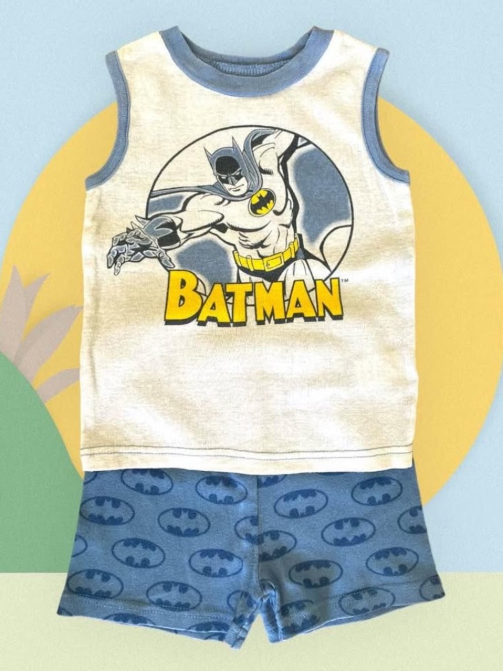 Batman 2-Piece Cotton Pajama Set | Size 4T | Blue & Gray | Superhero Sleepwear